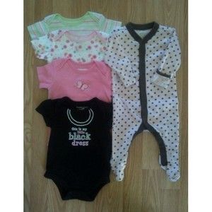 Lot of 5 Girl's Size 3-6 M Month Tops & Sleepers Okie Dokie Old Navy F.G